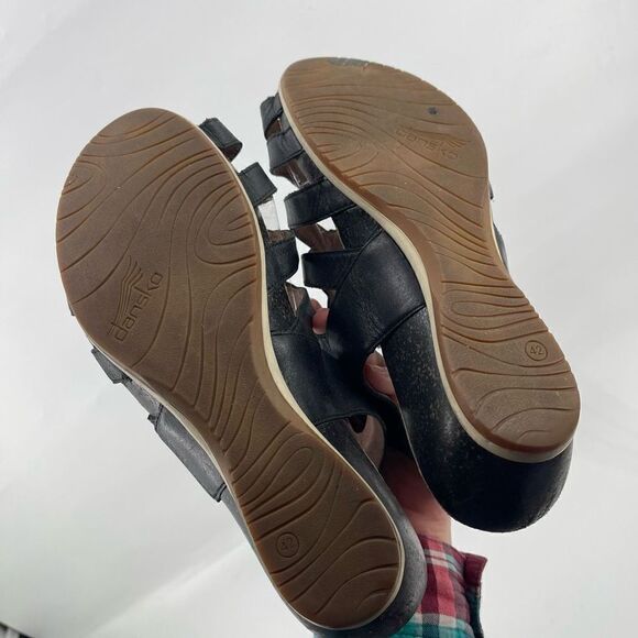 Dansko Womens Wedge Sandals Valentina Gladiator Leather Strappy Black Size 42 - Picture 6 of 13